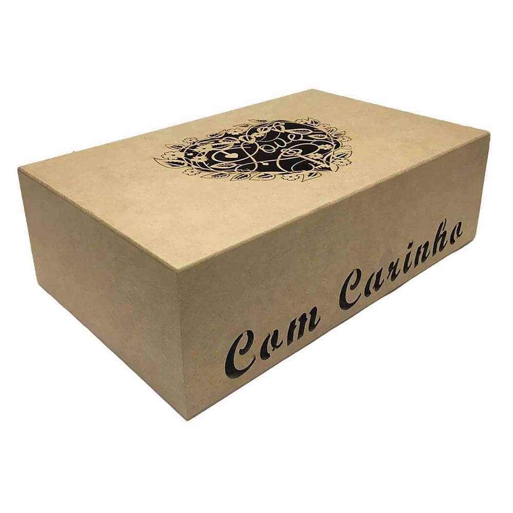 Caixa baú g em mdf love e carinho a laser decoração