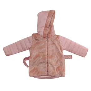 Jaqueta capuz e pele infantil fem Petit Cherie rose
