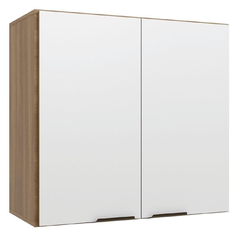 Armário De Cozinha E Lavanderia Com 2 Portas Duplo Aéreo Módulo Suspenso Nogal/branco Paris Batrol