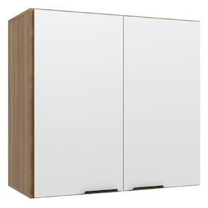 Armário De Cozinha E Lavanderia Com 2 Portas Duplo Aéreo Módulo Suspenso Nogal/branco Paris Batrol