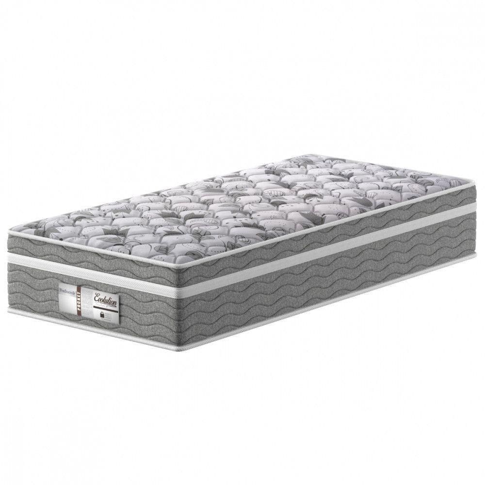 Colchão Solteiro 88x188x32 Evolution Molas Ensacadas Cinza Com Branco Pro Dormir Cinza Com Branco