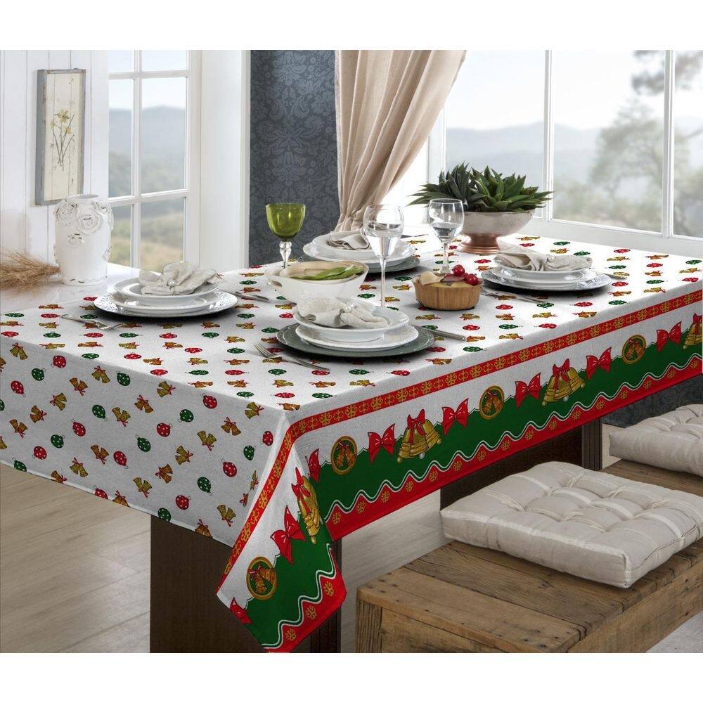 Toalha de mesa quadrada 4 pessoas 1,5m 54% algodão natalina