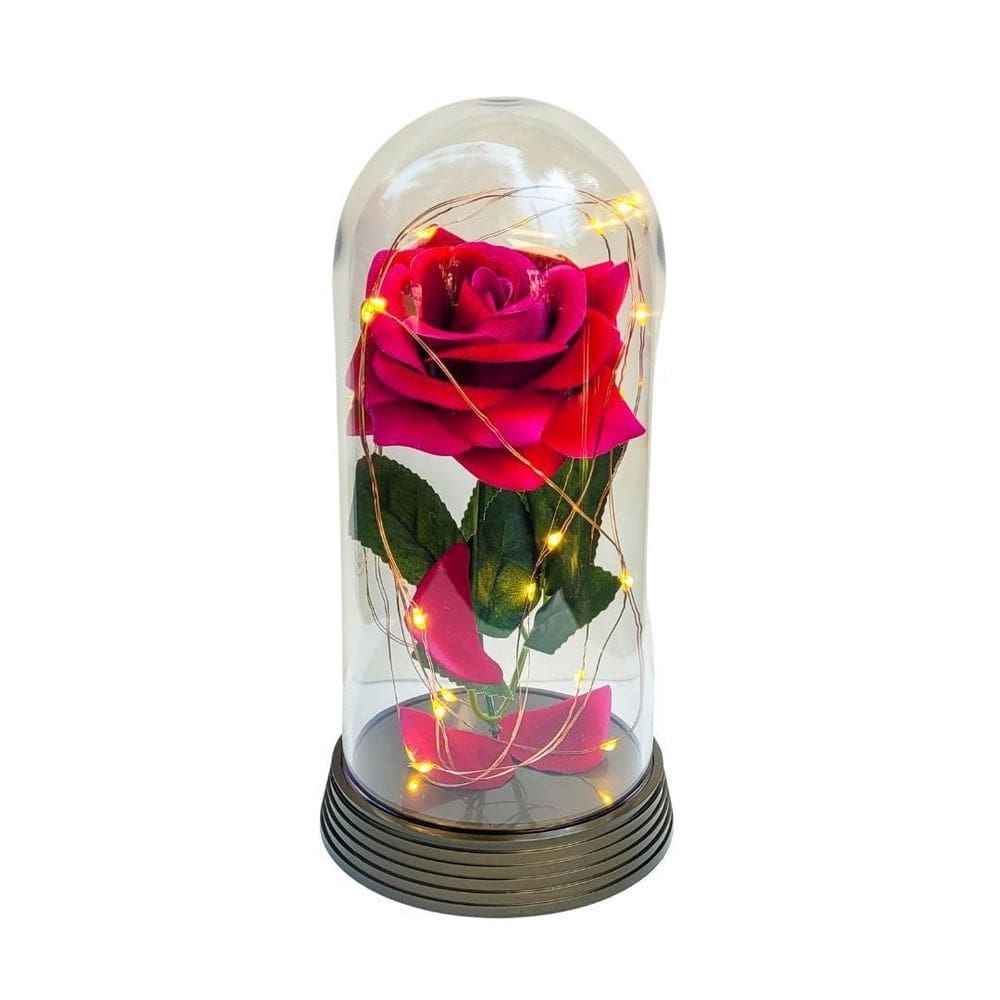 Luminária a rosa encantada pink base 20 cm ouro quente