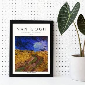 Quadro van gogh wheatfield with crows 24x18cm - com vidro