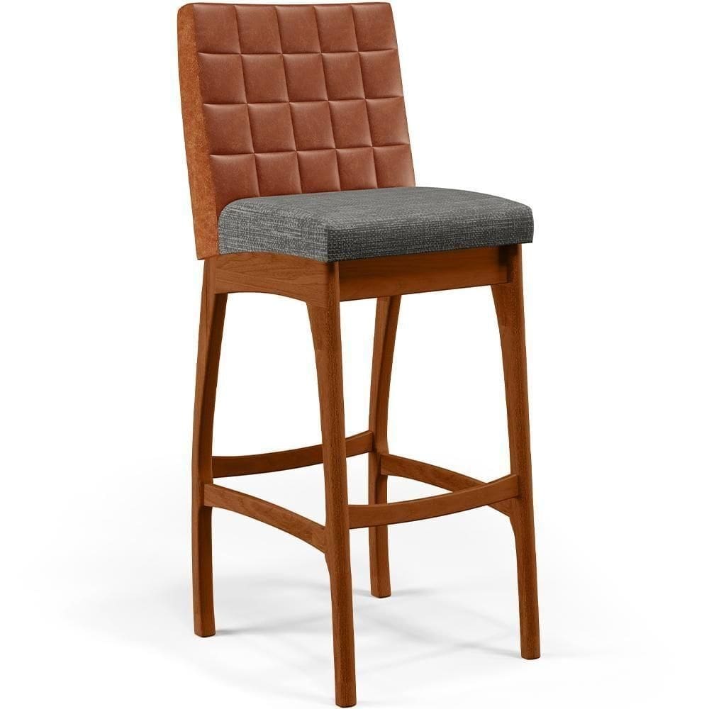 Banqueta Alta Cozinha B04 Camel Cinza Escuro