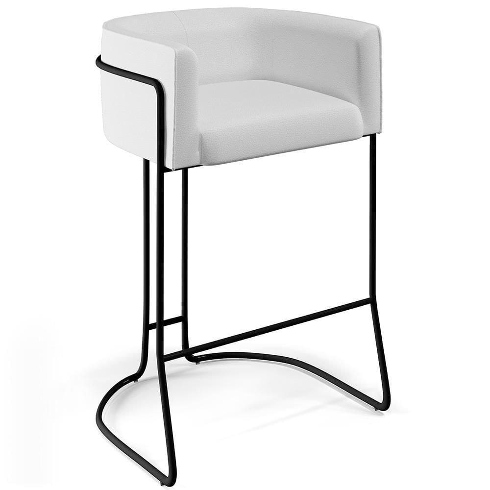 Banqueta Fixa Base De Aço Preto Betina D02 Branco C-12