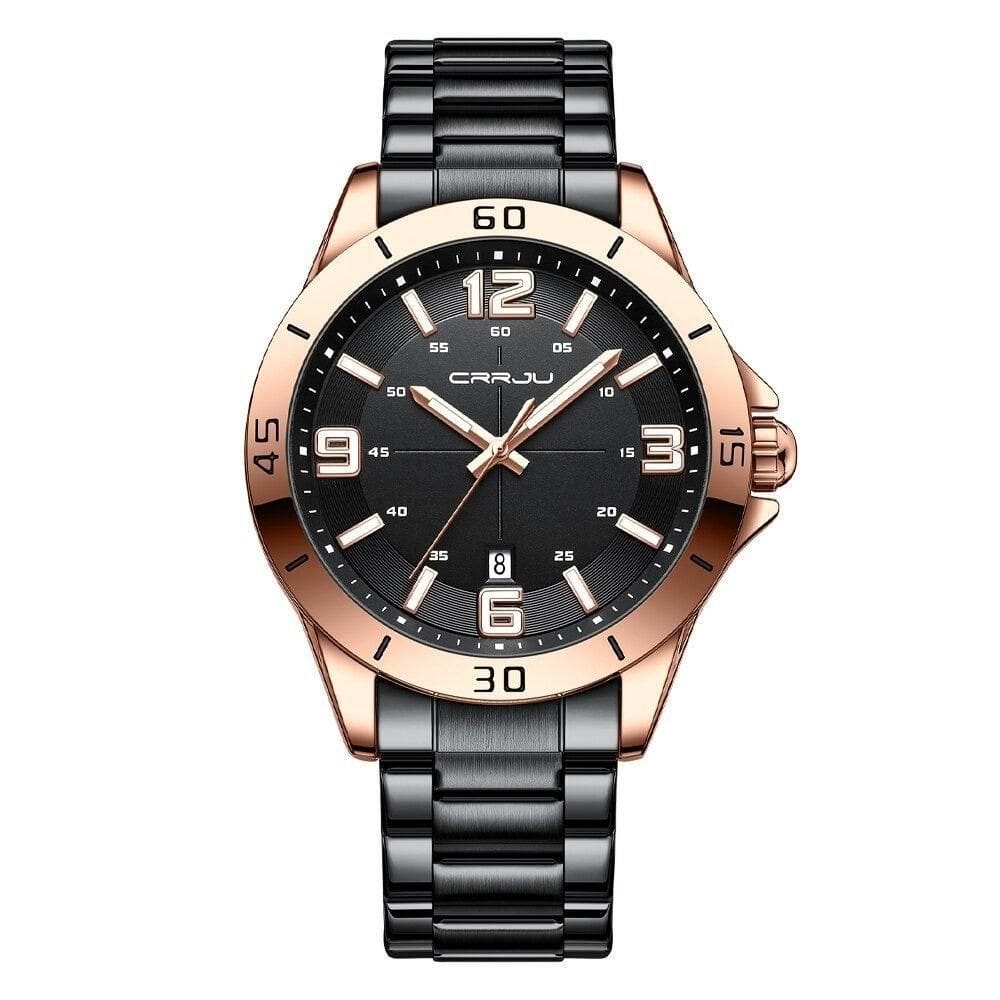 Relógio De Aço Inoxidável Crrju Luxo Quartzo Casual Masculino