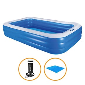 Piscina Inflável Retangular Azul 712 Litros Pvc com Bomba e Forro Vg+