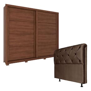 Guarda Roupa Casal Palace Castanho com Cabeceira Daiana 160 cm Marrom – Henn