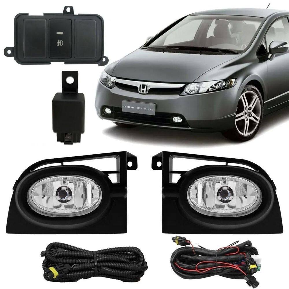 Kit farol de milha neblina honda new civic 2006 2007 2008