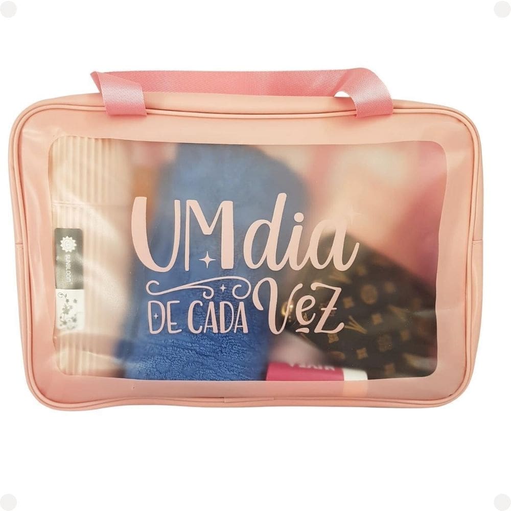 Bolsinha De Mão Com Alça Moderna Rosa Básica Com Zíper