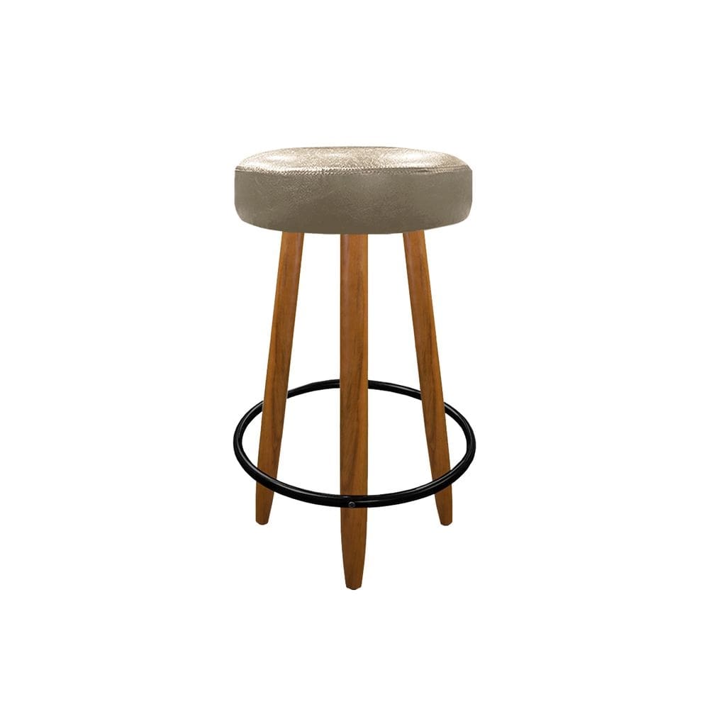 Banqueta 60 cm Madeira 3 Pés Cozinha Bar BalcãoCourino Bege
