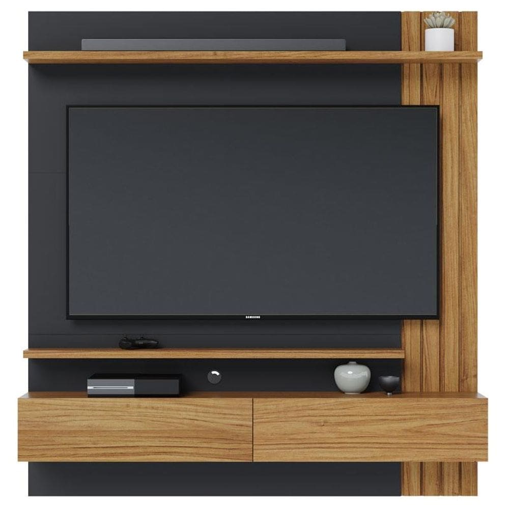 Painel para Tv Home Suspenso Juriti 1.5 Noce Milano Preto Acetinado – Colibri