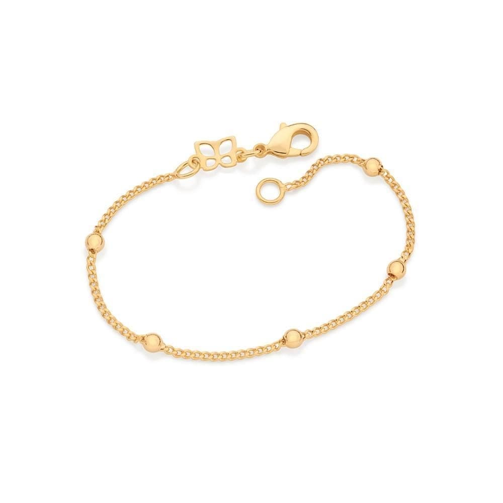 Pulseira rommanel infantil folheada ouro 18k bolas 2mm - 14 cm