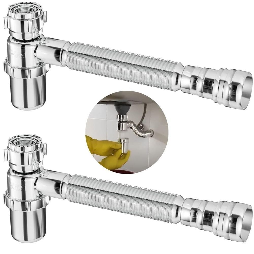 Sifão sanfonado com copo 49cm cromado astra kit com 2 un