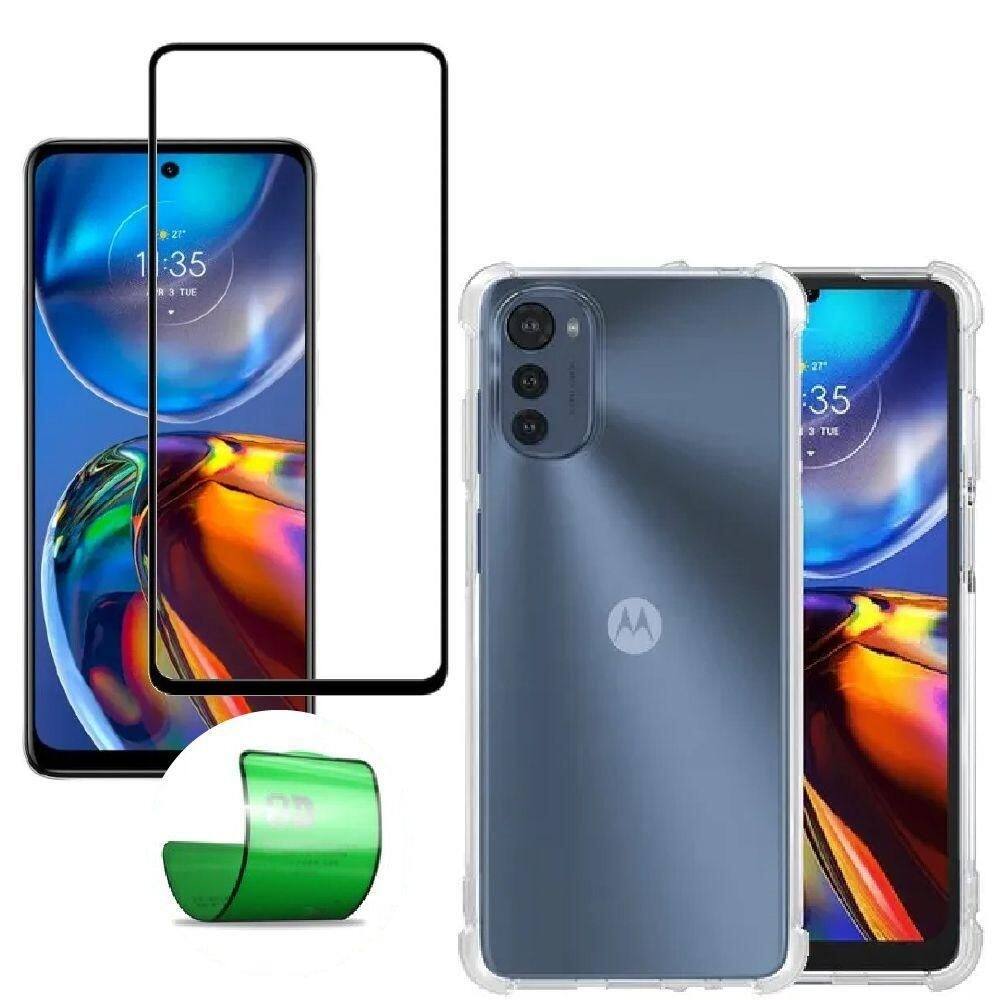 Capinha antishock moto e32 + película nano 9d cerâmica