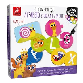 Quebra-cabeça alfabeto escreva e apague brinquedo infantil