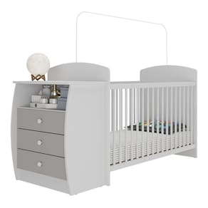 Berço Cômoda Com Colchão Incluso Colinho De Mãe Multimóveis Branco/cinza