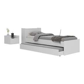 Conjunto Quarto Bicama Com Colchão E Baú/mesa De Cabeceira Suspensa Multimóveis Mp4221 Branco Branco