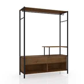 Guarda Roupa Closet Industrial 2 Gavetas Tóquio Preto/Demolição 119cm - Pallazio