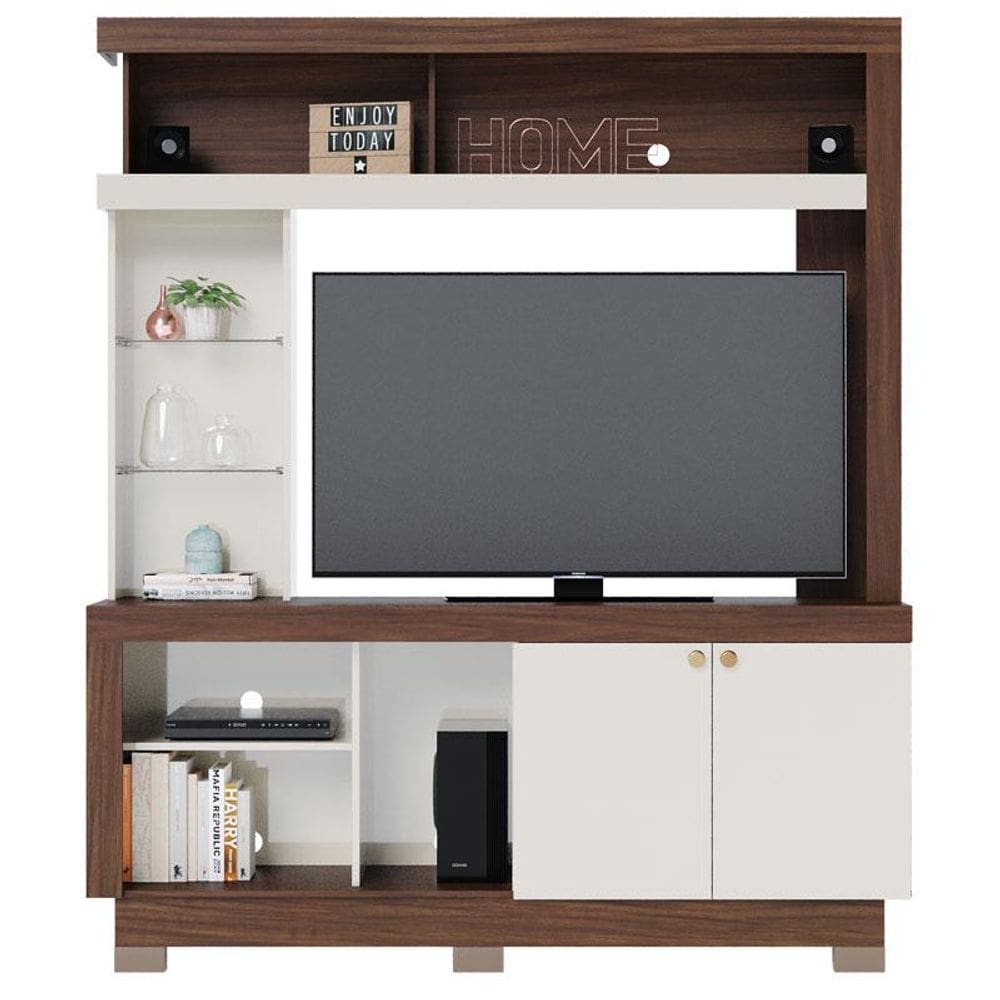 Estante Home Theater Valença Nogueira Real Off White – Colibri
