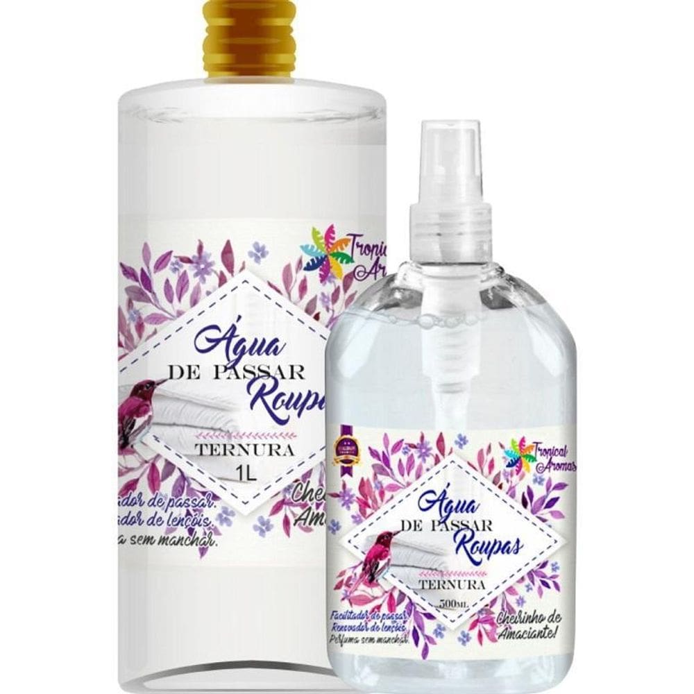 Kit 1,5 litros água perfumada passar roupa cheirinho ternura