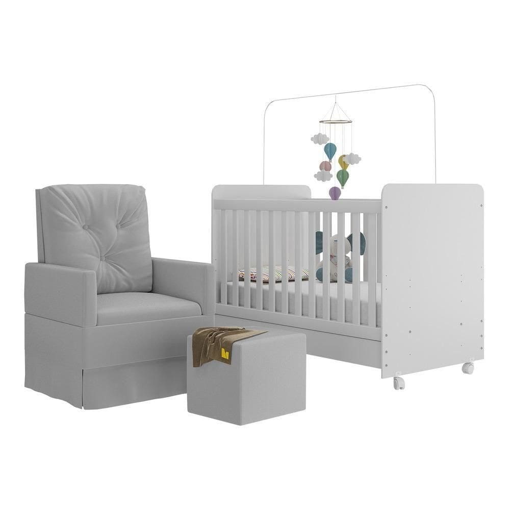 Berço Americano Puff Bambino Multimóveis Mp4101 Branco/cinza
