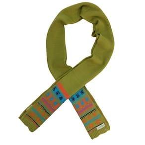 Cachecol lã infantil fem Vira Mexe verde/azul/laranja