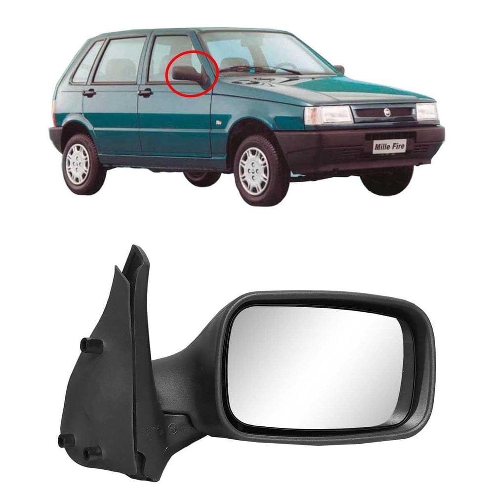 Retrovisor direito fiat uno fire 2001 a 2004 4 portas preto