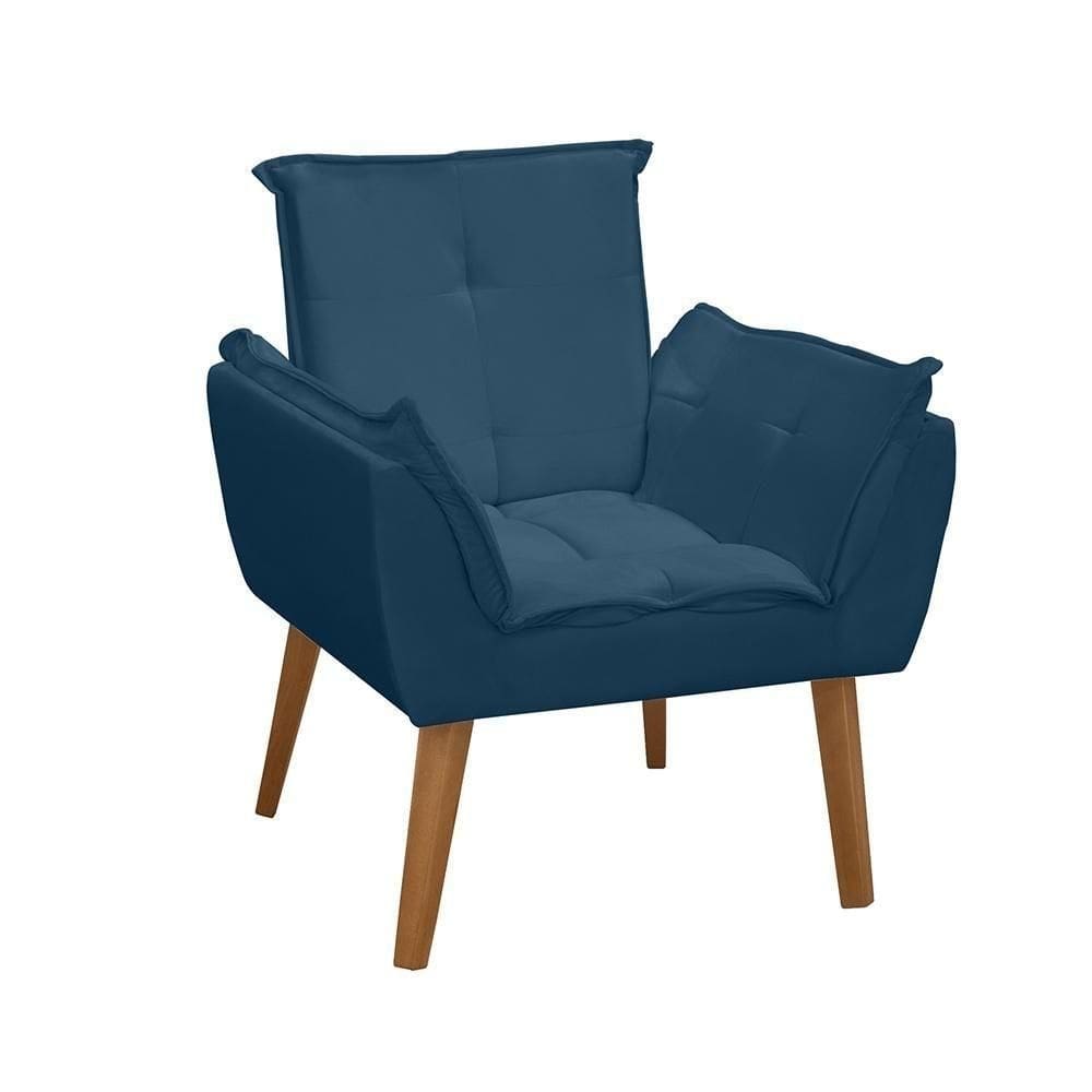 Poltrona Decorativa Para Sala De Estar Opala Viena Suede Cor:azul Marinho
