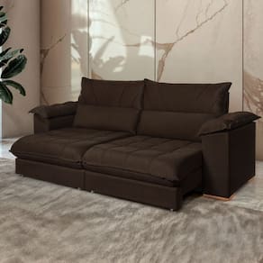 Sofá Retrátil e Reclinável 3 Lugares 250cm Italia Marrom