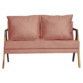 Sofá 2 Lugares Namoradeira Veludo Mona Luxo Rose
