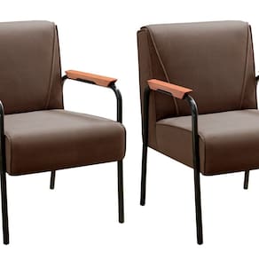Kit 2 Poltronas Decorativas Jade Braços Fixo Marrom