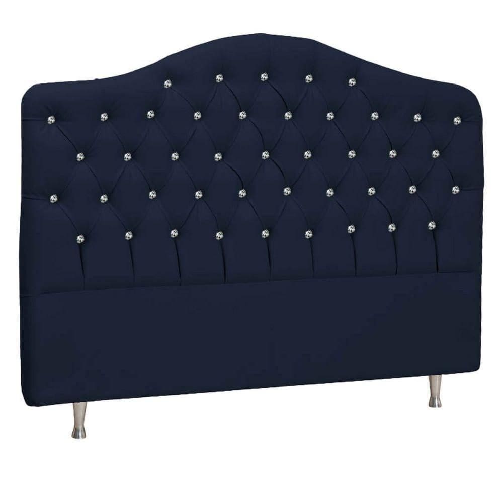 Cabeceira Solteiro Florence P04 90 Cm Suede Azul Marinho