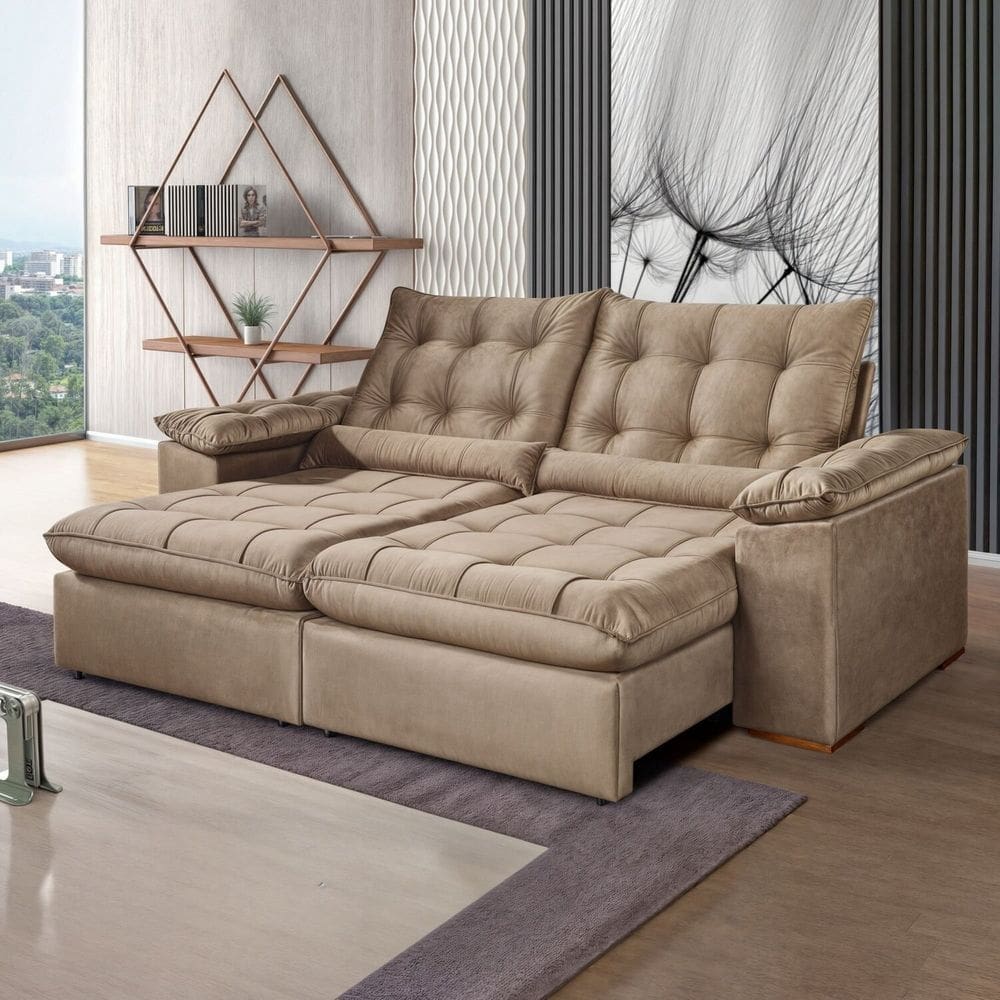 Sofá Retrátil e Reclinável 2 Lugares 200cm Dubai Bege