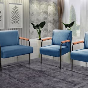 Conjunto com 2 Poltronas e Namoradeira Decorativa Jade Sala de Estar Azul