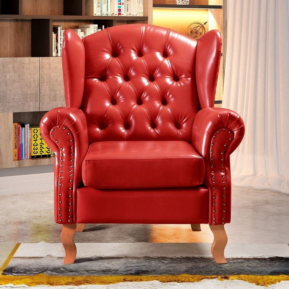 Poltrona Chesterfield Imperador Decoração Retrô Vintage Vermelho