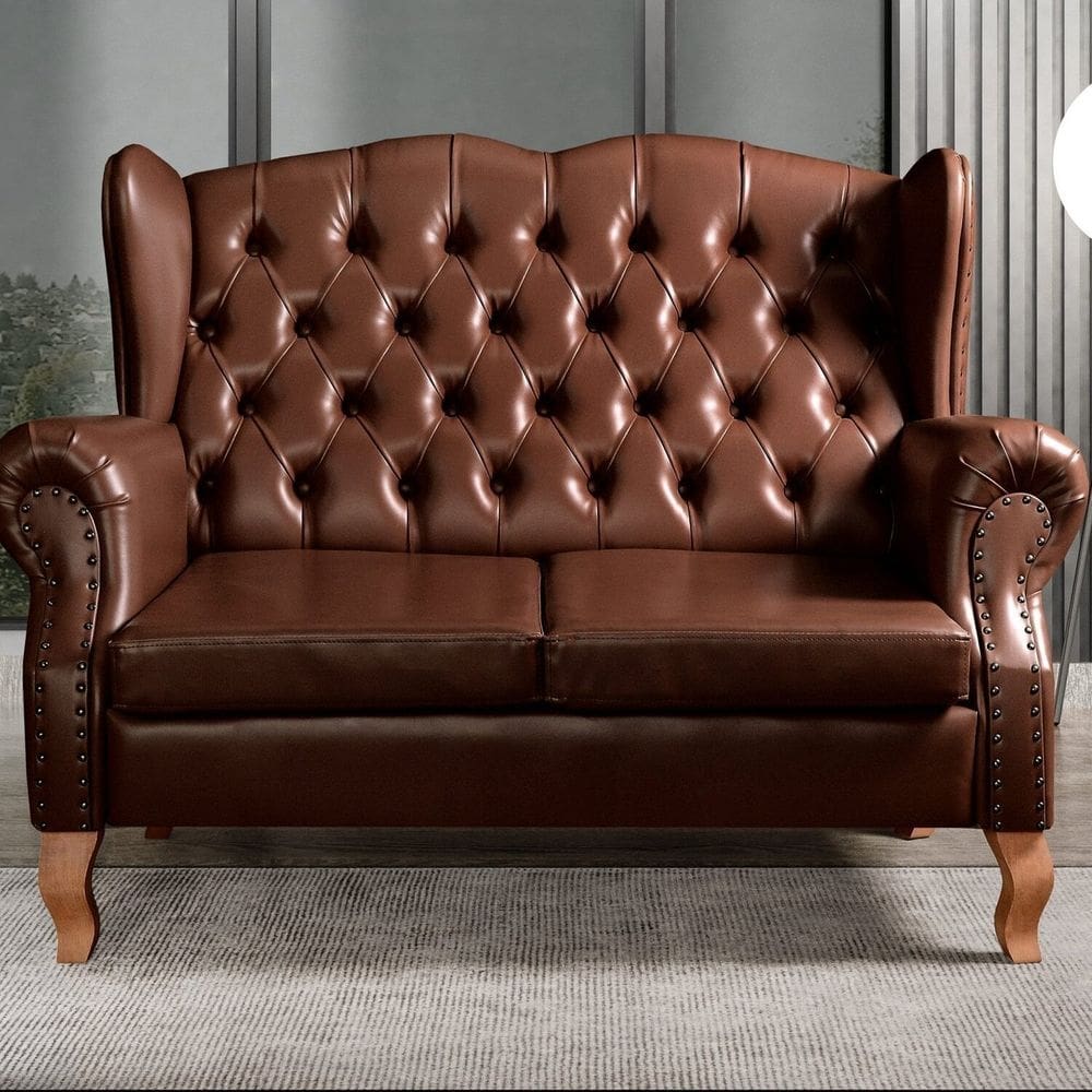 Sofá Imperador Namoradeira Chesterfield Retrô Colonial Café