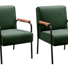Kit 2 Poltronas Decorativas Jade Braços Fixo Verde