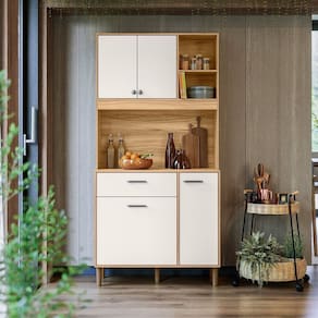 Cozinha 4 Portas 1 Gaveta Erva Doce 90 Freijó/Off White Cristal