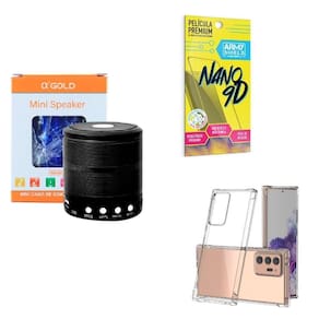 Kit caixa de som + capinha samsug note20 ultra + película 9d