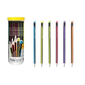 Kit 48 lápis preto tristar neon triângular hb alfabetização