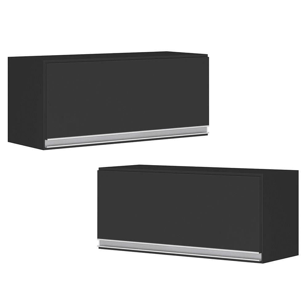 Kit 02 Armários Aéreo Multiuso 60Cm 100% Mdf Preto