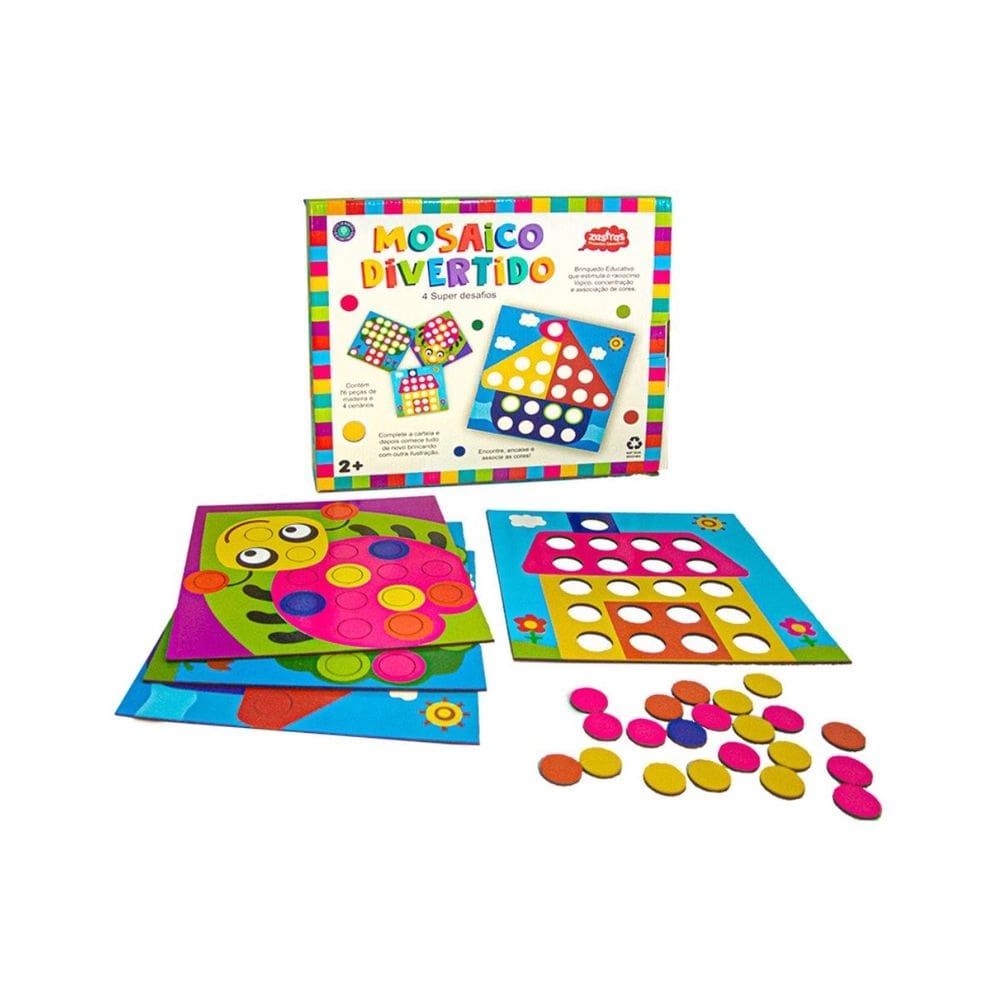 Jogo Educativo de Mosaico Divertido 4 em 1 Infantil Zastras