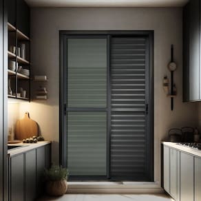 Porta de Correr Venez. 3 Folhas Moveis 210 X 200 Elite com Fecho Automático Vidro Liso Preto