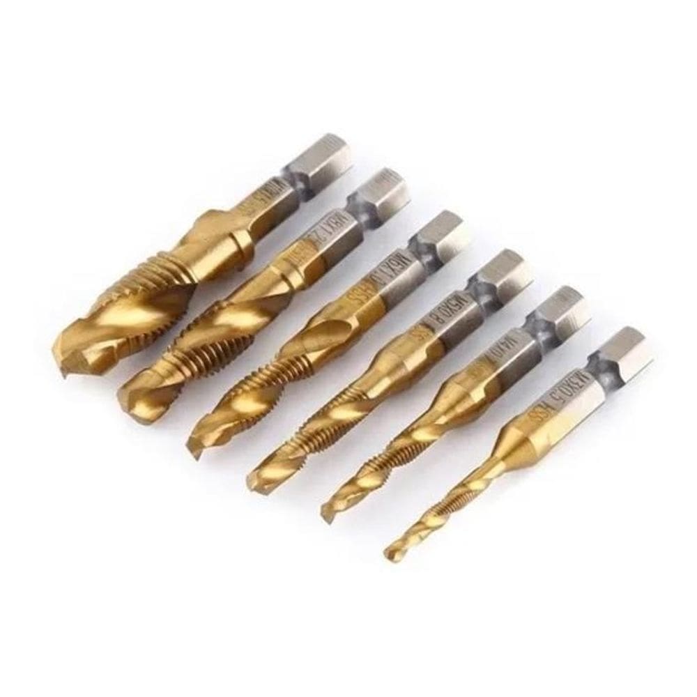 Kit com 6 brocas para abrir rosca macho m3 m4 m5 m6 m8 m10