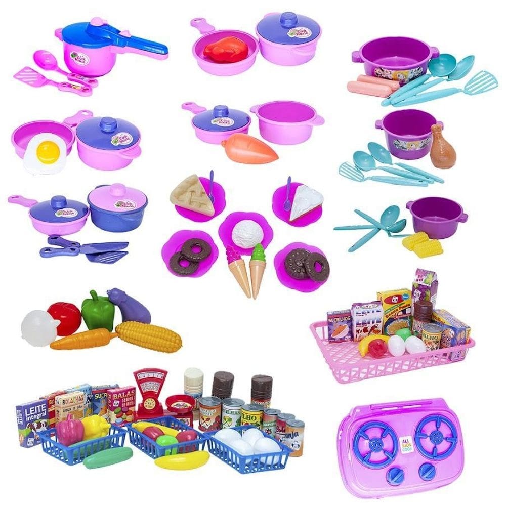 Cozinha infantil fogão mercado completo doceria legume 102p