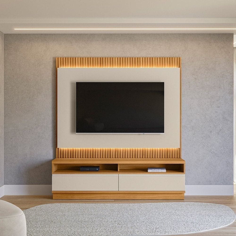 Conjunto para Tv até 70 Polegadas Rack + Painel San Paulo Tauaria/Off White Fosco
