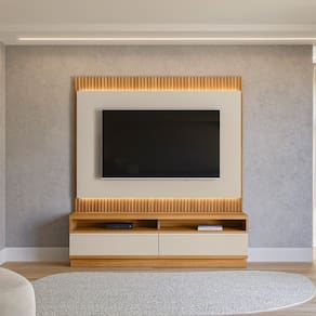 Conjunto para Tv até 70 Polegadas Rack + Painel San Paulo Tauaria/Off  White  Fosco
