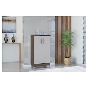 Armário Multiuso Ambiente 2 Portas Pequeno Chocolate Off White - Poquema